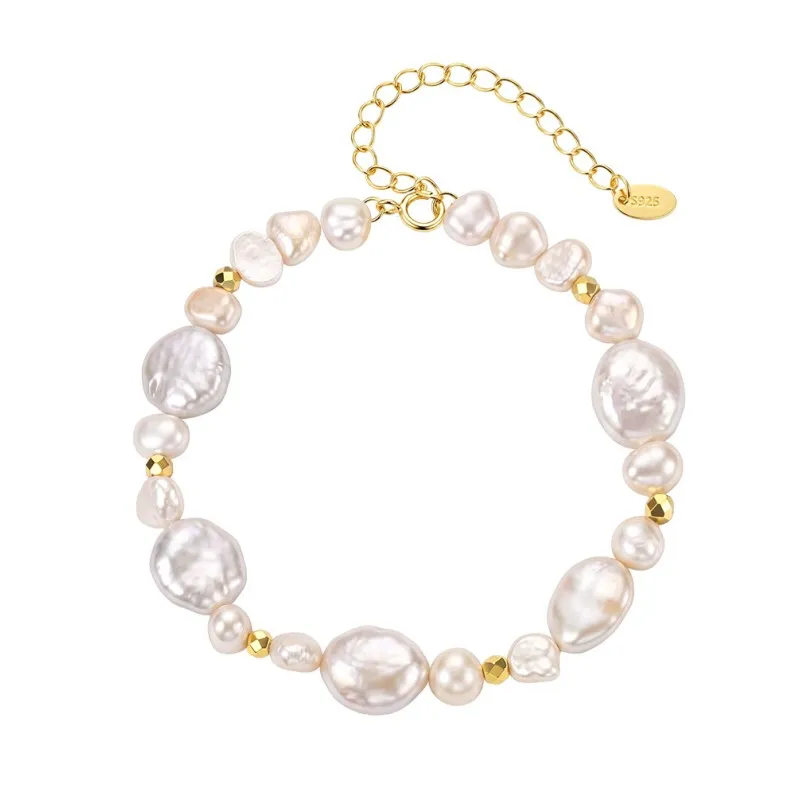 Wholesale 925 Sterling Silver Irregular Baroque Freshwater Pearl Bracelet 100500069 Wholesale 925 Sterling Silver Irregular Baroque Freshwater Pearl Bracelet 100500069