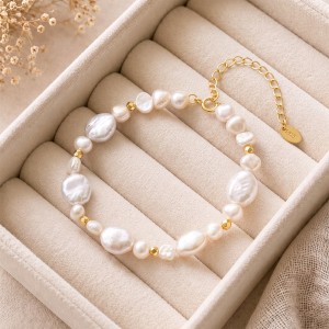 Wholesale 925 Sterling Silver Irregular Baroque Freshwater Pearl Bracelet 100500069 Wholesale 925 Sterling Silver Irregular Baroque Freshwater Pearl Bracelet 100500069