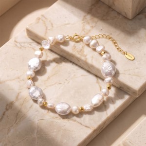Wholesale 925 Sterling Silver Irregular Baroque Freshwater Pearl Bracelet 100500069 Wholesale 925 Sterling Silver Irregular Baroque Freshwater Pearl Bracelet 100500069