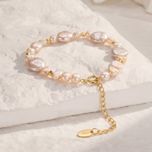 Wholesale 925 Sterling Silver Irregular Baroque Freshwater Pearl Bracelet 100500069 Wholesale 925 Sterling Silver Irregular Baroque Freshwater Pearl Bracelet 100500069