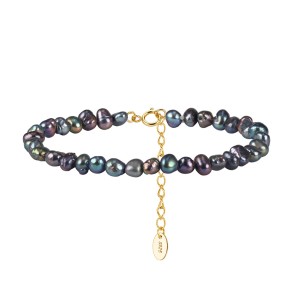 Wholesale 925 Sterling Silver Black Baroque Freshwater Pearl Bracelet 100500070 Wholesale 925 Sterling Silver Black Baroque Freshwater Pearl Bracelet 100500070