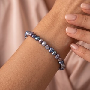 Wholesale 925 Sterling Silver Black Baroque Freshwater Pearl Bracelet 100500070 Wholesale 925 Sterling Silver Black Baroque Freshwater Pearl Bracelet 100500070