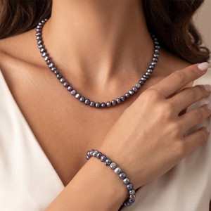 Wholesale 925 Sterling Silver Black Baroque Freshwater Pearl Bracelet 100500070 Wholesale 925 Sterling Silver Black Baroque Freshwater Pearl Bracelet 100500070