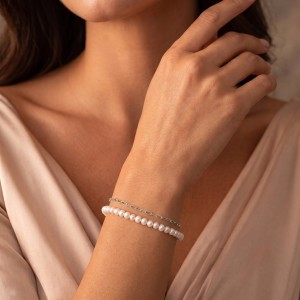 Wholesale 925 Sterling Silver Double Layer Freshwater Pearl Paperclip Chain Bracelet 100500071 Wholesale 925 Sterling Silver Double Layer Freshwater Pearl Paperclip Chain Bracelet 100500071