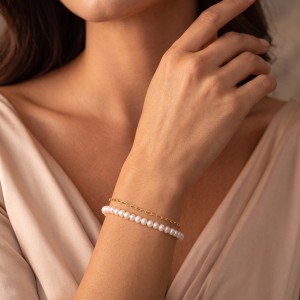 Wholesale 925 Sterling Silver Double Layer Freshwater Pearl Paperclip Chain Bracelet 100500071 Wholesale 925 Sterling Silver Double Layer Freshwater Pearl Paperclip Chain Bracelet 100500071
