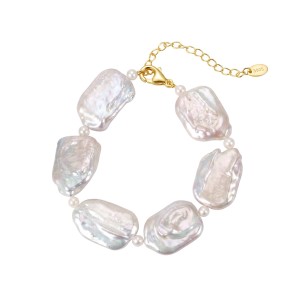 Wholesale 925 Sterling Silver Baroque Freshwater Pearl Statement Bracelet 100500072 Wholesale 925 Sterling Silver Baroque Freshwater Pearl Statement Bracelet 100500072