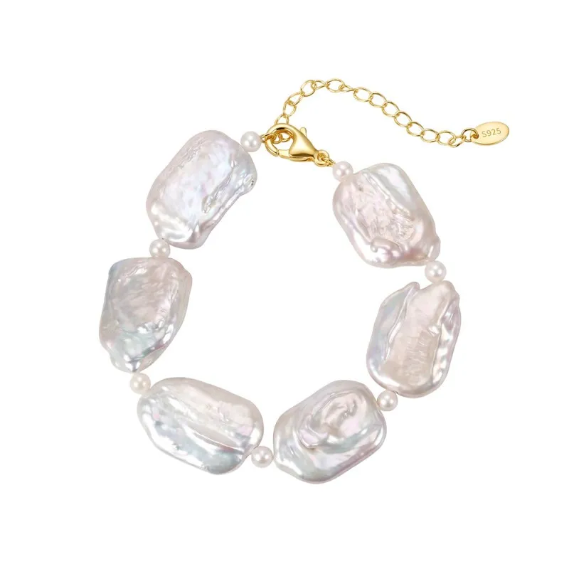 Wholesale 925 Sterling Silver Baroque Freshwater Pearl Statement Bracelet 100500072 Wholesale 925 Sterling Silver Baroque Freshwater Pearl Statement Bracelet 100500072