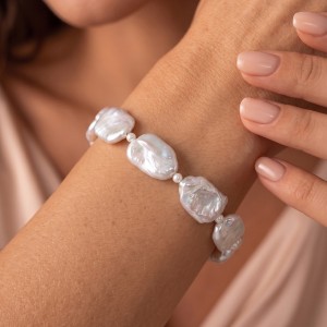 Wholesale 925 Sterling Silver Baroque Freshwater Pearl Statement Bracelet 100500072 Wholesale 925 Sterling Silver Baroque Freshwater Pearl Statement Bracelet 100500072