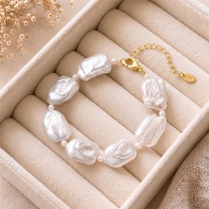 Wholesale 925 Sterling Silver Baroque Freshwater Pearl Statement Bracelet 100500072 Wholesale 925 Sterling Silver Baroque Freshwater Pearl Statement Bracelet 100500072