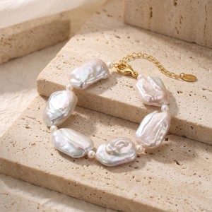 Wholesale 925 Sterling Silver Baroque Freshwater Pearl Statement Bracelet 100500072 Wholesale 925 Sterling Silver Baroque Freshwater Pearl Statement Bracelet 100500072