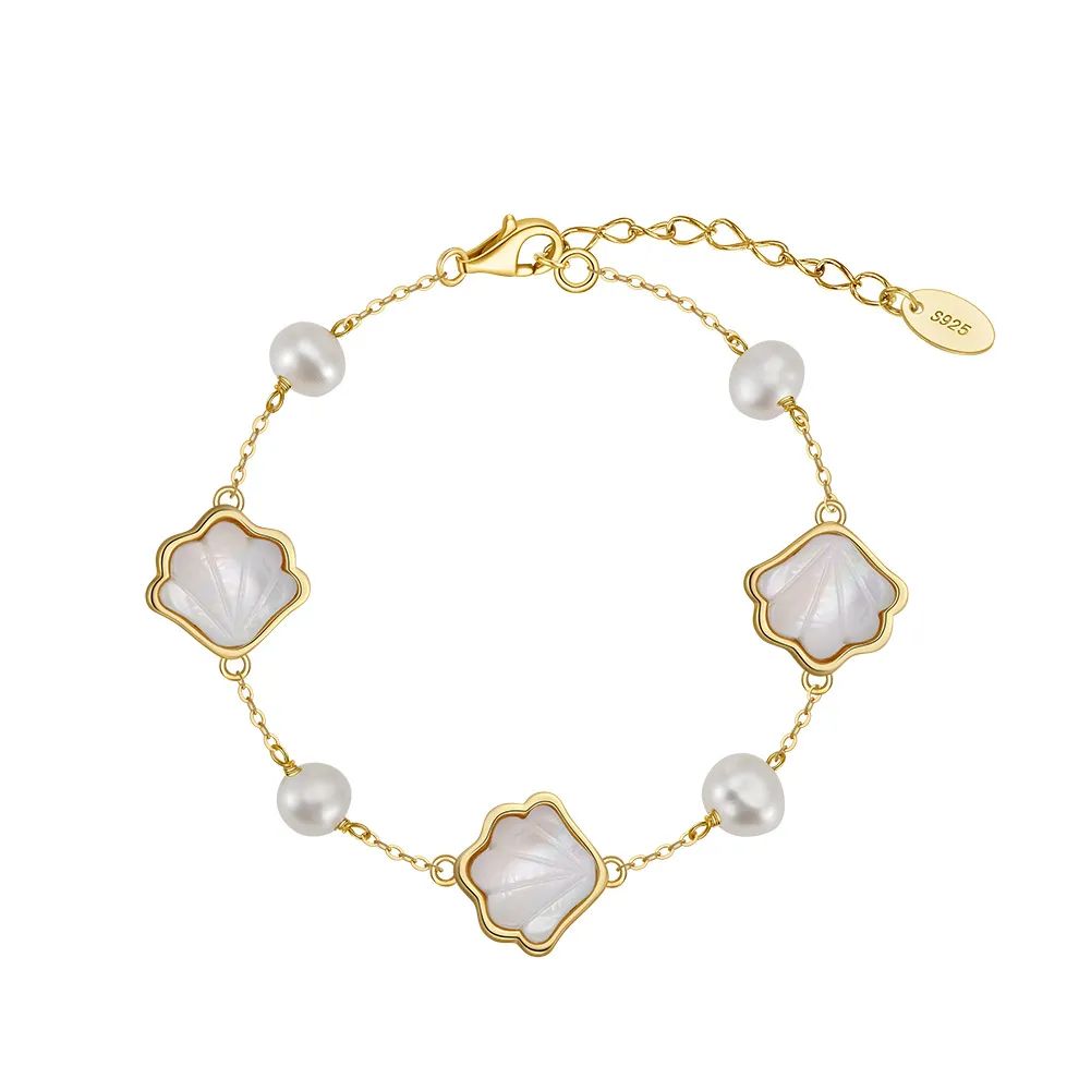 Wholesale 925 Sterling Silver Mother of Pearl Shell Baroque Pearl Bracelet 100500073 Wholesale 925 Sterling Silver Mother of Pearl Shell Baroque Pearl Bracelet 100500073