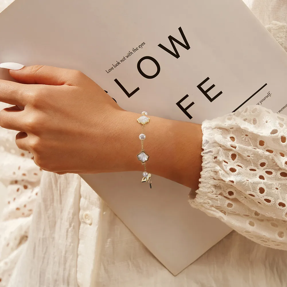 Wholesale 925 Sterling Silver Mother of Pearl Shell Baroque Pearl Bracelet 100500073 - image1