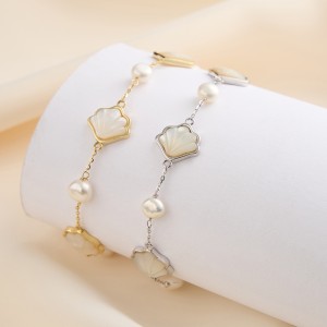 Wholesale 925 Sterling Silver Mother of Pearl Shell Baroque Pearl Bracelet 100500073 Wholesale 925 Sterling Silver Mother of Pearl Shell Baroque Pearl Bracelet 100500073