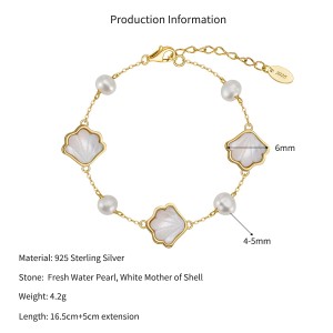 Wholesale 925 Sterling Silver Mother of Pearl Shell Baroque Pearl Bracelet 100500073 Wholesale 925 Sterling Silver Mother of Pearl Shell Baroque Pearl Bracelet 100500073
