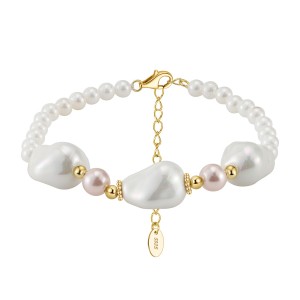 Wholesale 925 Sterling Silver Irregular Shell Pearl Bracelet 100500074 Wholesale 925 Sterling Silver Irregular Shell Pearl Bracelet 100500074