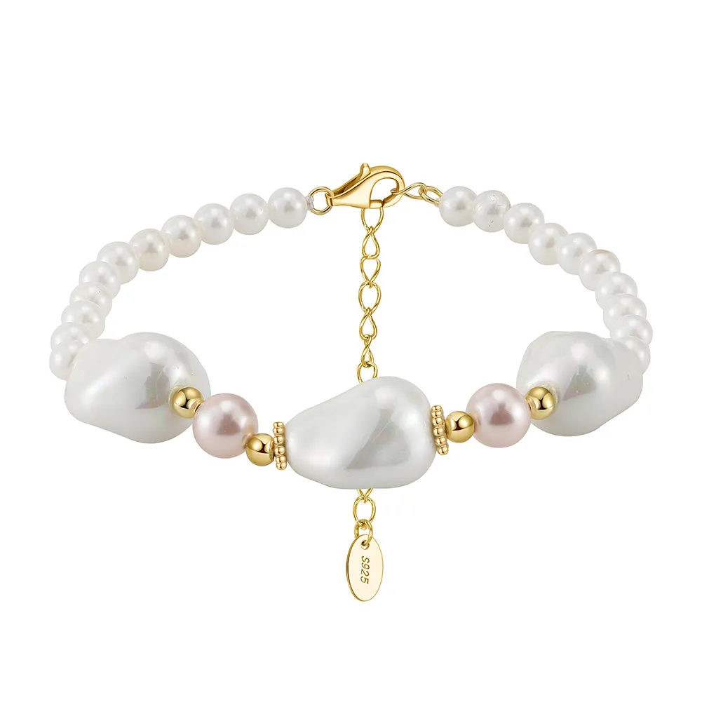 Wholesale 925 Sterling Silver Irregular Shell Pearl Bracelet 100500074 Wholesale 925 Sterling Silver Irregular Shell Pearl Bracelet 100500074