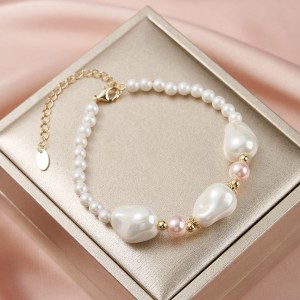 Wholesale 925 Sterling Silver Irregular Shell Pearl Bracelet 100500074 Wholesale 925 Sterling Silver Irregular Shell Pearl Bracelet 100500074