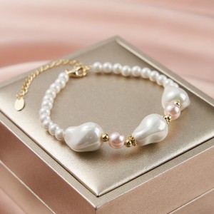 Wholesale 925 Sterling Silver Irregular Shell Pearl Bracelet 100500074 Wholesale 925 Sterling Silver Irregular Shell Pearl Bracelet 100500074