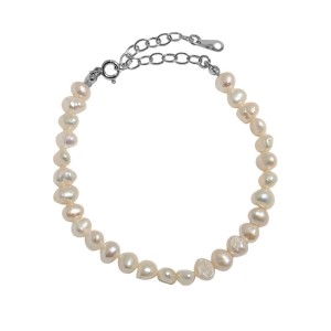 Wholesale 925 Sterling Silver Irregular Natural Freshwater Pearl Bracelet 100500075 Wholesale 925 Sterling Silver Irregular Natural Freshwater Pearl Bracelet 100500075