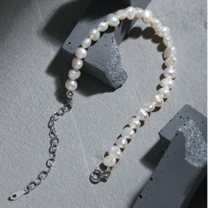 Wholesale 925 Sterling Silver Irregular Natural Freshwater Pearl Bracelet 100500075 Wholesale 925 Sterling Silver Irregular Natural Freshwater Pearl Bracelet 100500075