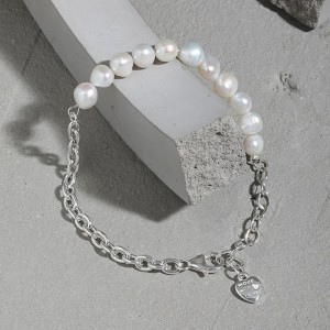 Wholesale 925 Sterling Silver Baroque Freshwater Pearl Chain Bracelet 100500076 Wholesale 925 Sterling Silver Baroque Freshwater Pearl Chain Bracelet 100500076