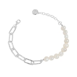 Wholesale 925 Sterling Silver Freshwater Pearl Paperclip Chain Bracelet 100500077 Wholesale 925 Sterling Silver Freshwater Pearl Paperclip Chain Bracelet 100500077