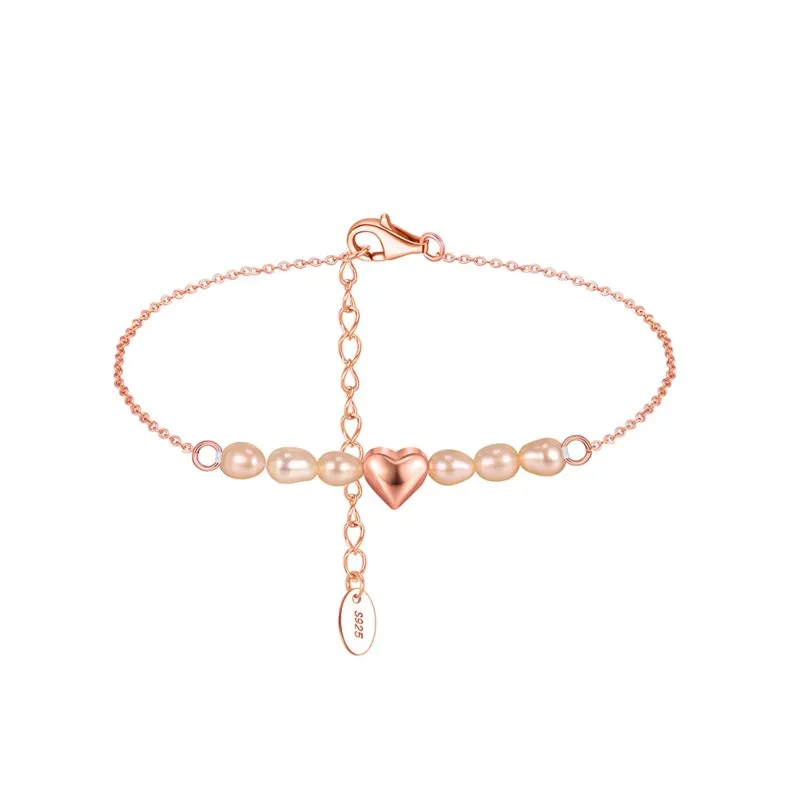 Wholesale 925 Sterling Silver Freshwater Pearl Heart Charm Bracelet 100500080 Wholesale 925 Sterling Silver Freshwater Pearl Heart Charm Bracelet 100500080