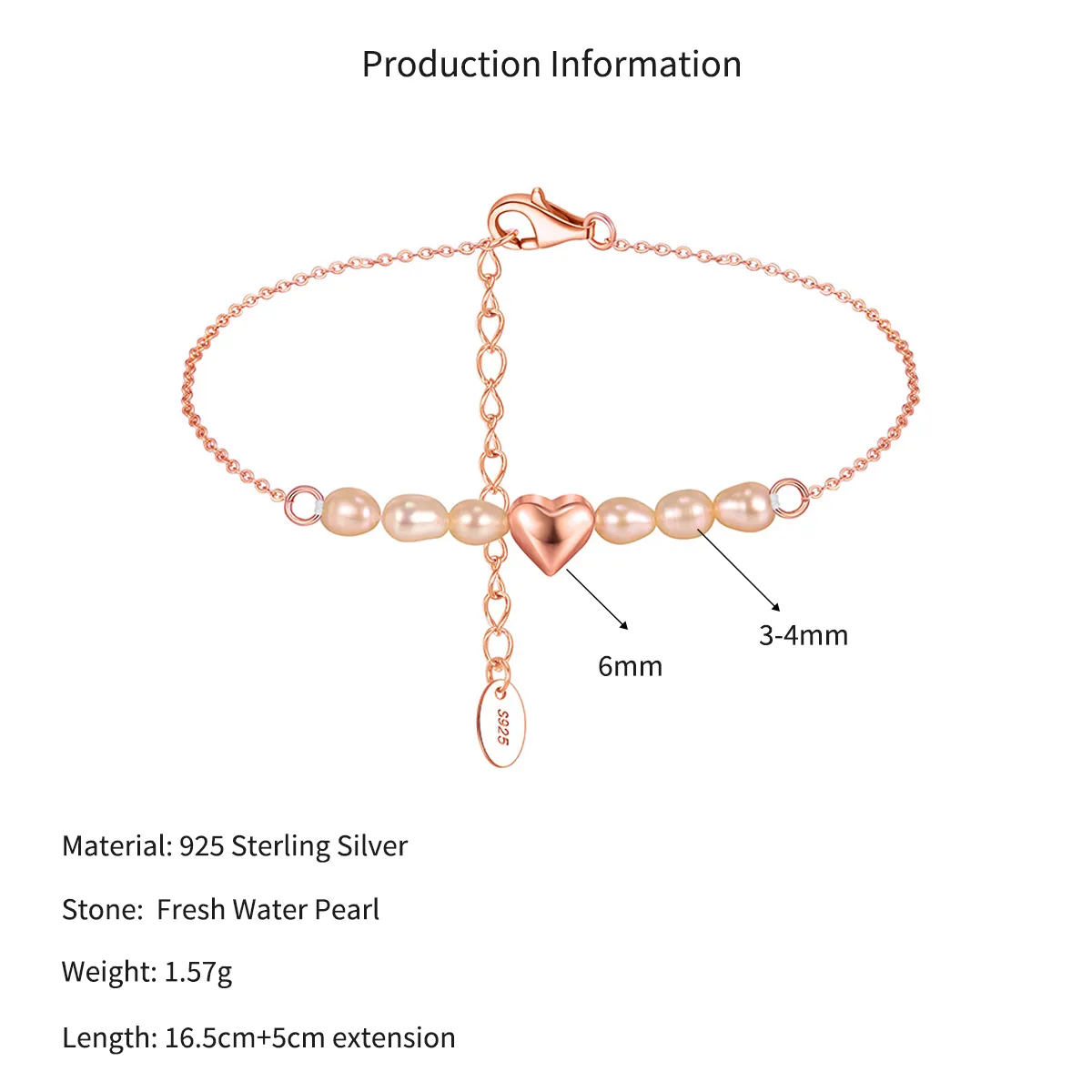 Wholesale 925 Sterling Silver Freshwater Pearl Heart Charm Bracelet 100500080 - image2