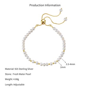 Wholesale 925 Sterling Silver Freshwater Pearl Adjustable Slider Bracelet 100500083 Wholesale 925 Sterling Silver Freshwater Pearl Adjustable Slider Bracelet 100500083