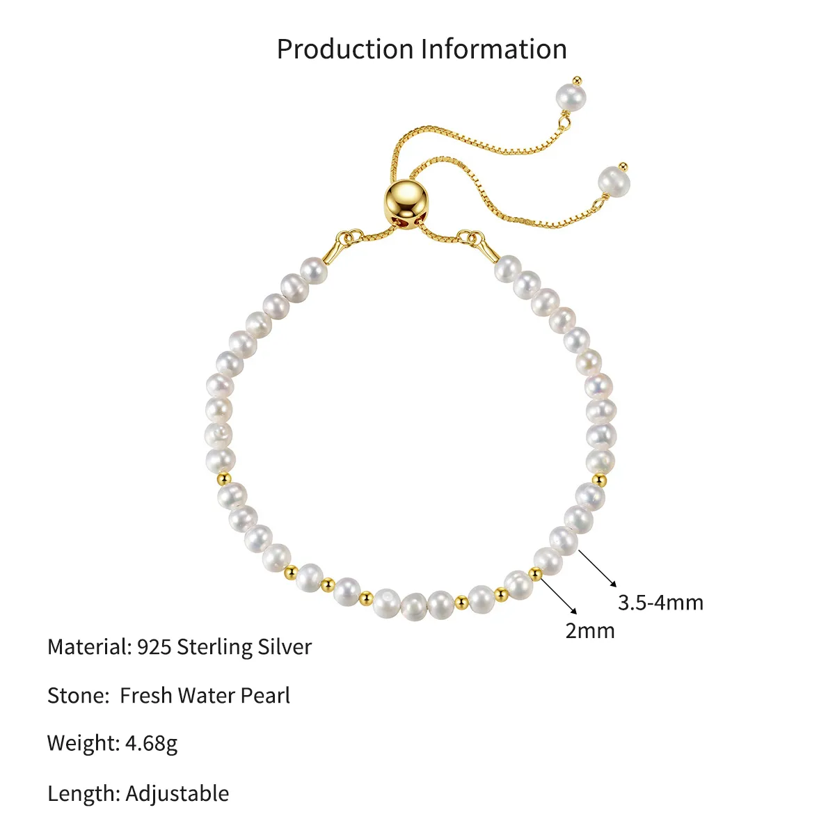 Wholesale 925 Sterling Silver Freshwater Pearl Adjustable Slider Bracelet 100500083 - image2