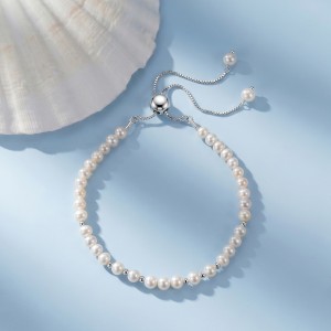 Wholesale 925 Sterling Silver Freshwater Pearl Adjustable Slider Bracelet 100500083 Wholesale 925 Sterling Silver Freshwater Pearl Adjustable Slider Bracelet 100500083