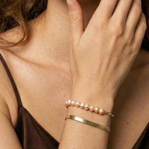 Wholesale 925 Sterling Silver Baroque Pearl Paperclip Chain Bracelet 100500084