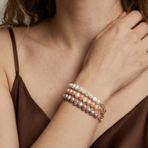 Wholesale 925 Sterling Silver Baroque Pearl Paperclip Chain Bracelet 100500084
