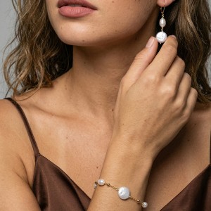 Wholesale 925 Sterling Silver Baroque Freshwater Pearl Station Bracelet 100500085