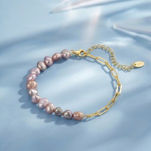 Wholesale 925 Sterling Silver Baroque Pearl Paperclip Chain Bracelet 100500088 Wholesale 925 Sterling Silver Baroque Pearl Paperclip Chain Bracelet 100500088