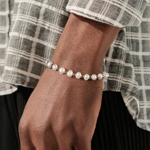 Wholesale 925 Sterling Silver Men Freshwater Pearl Beaded Bracelet100500090 Wholesale 925 Sterling Silver Men Freshwater Pearl Beaded Bracelet100500090