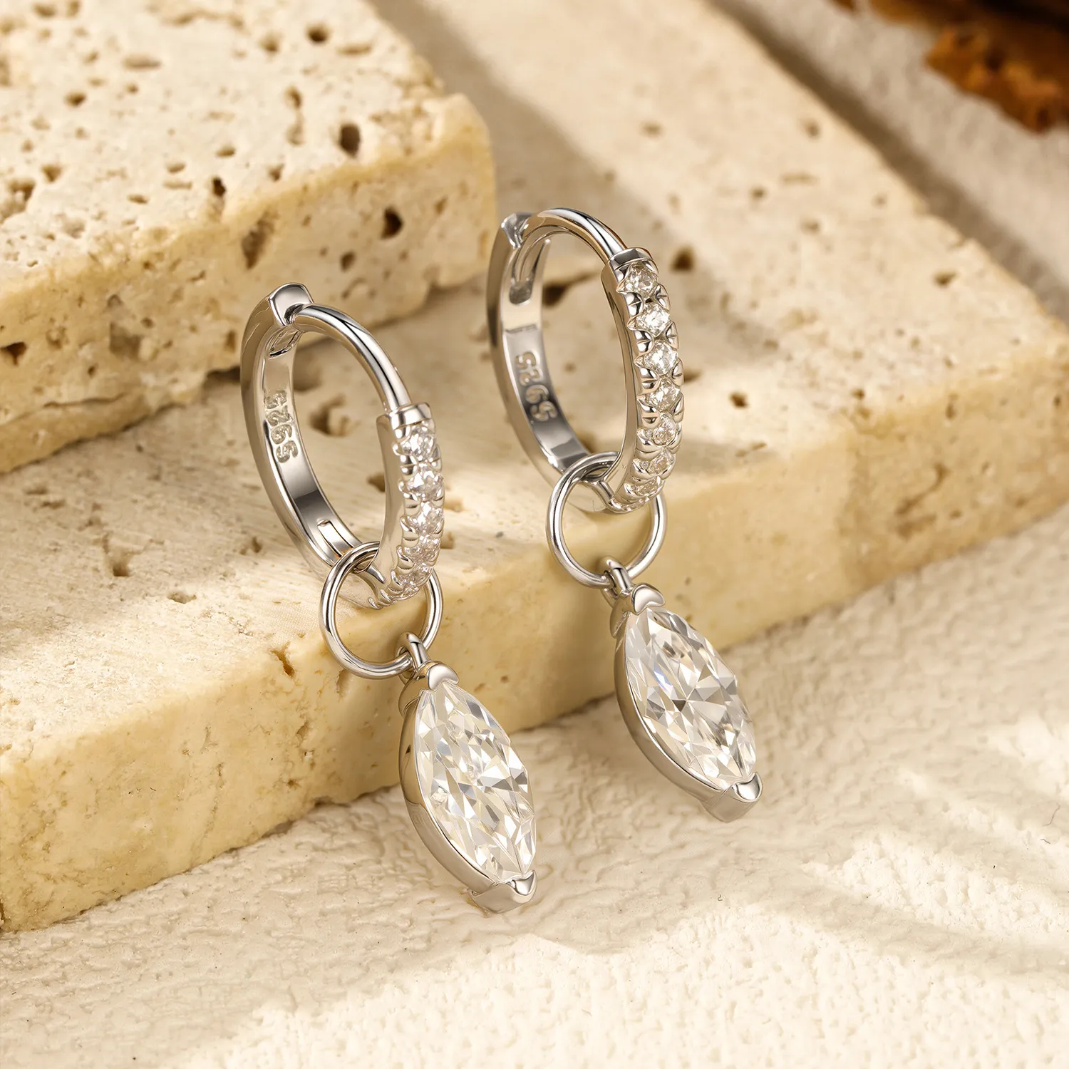 S925 Marquise Dangle Hoop Earring 110100001 - image2