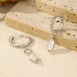 S925 Marquise Dangle Hoop Earring 110100001