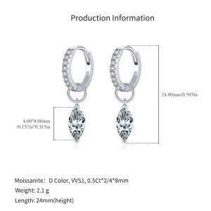 S925 Marquise Dangle Hoop Earring 110100001