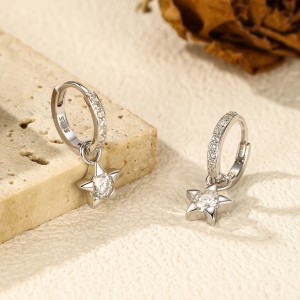 S925 Star Moissanite Hoop Dangle Earring 110100003 S925 Star Moissanite Hoop Dangle Earring 110100003