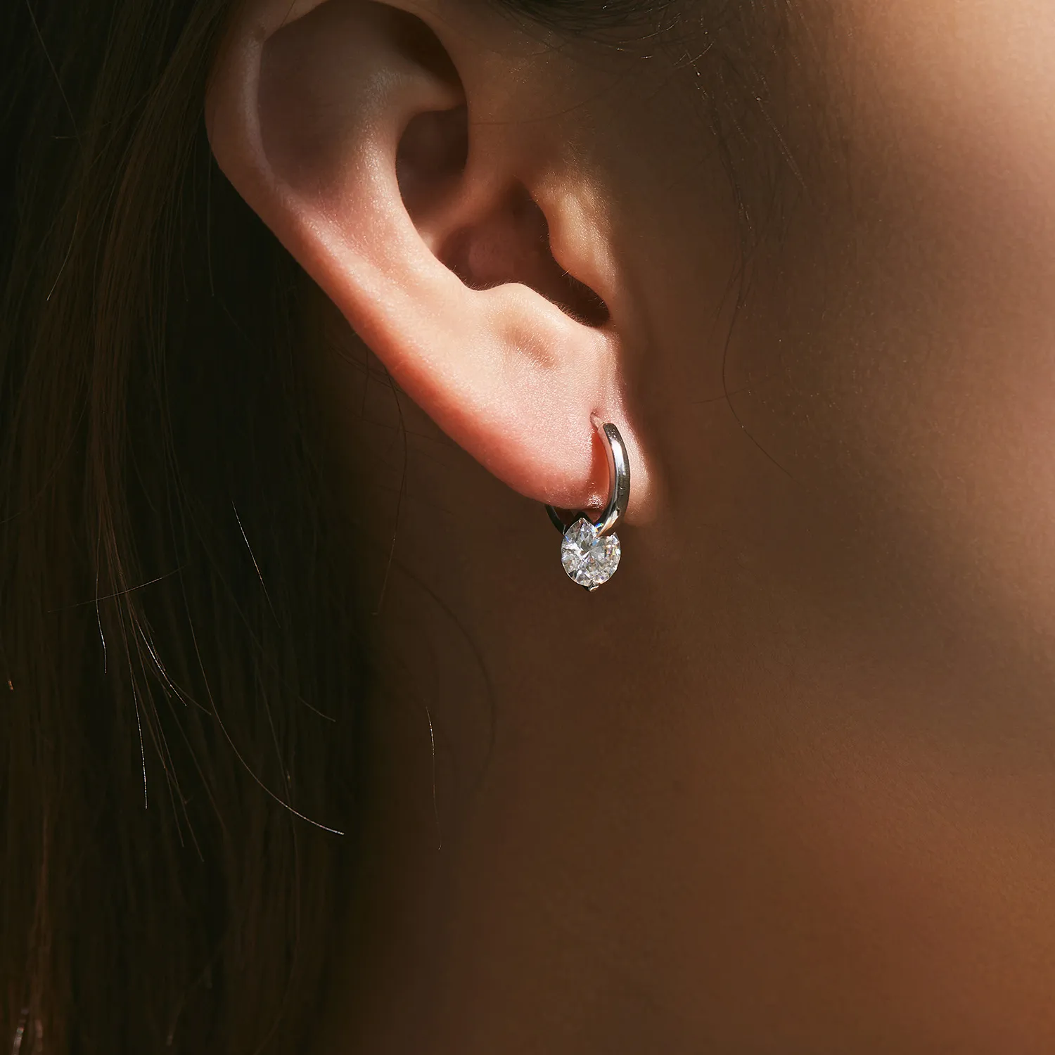 925 Sterling Silver Moissanite Hoop Earring 110100007 - image1