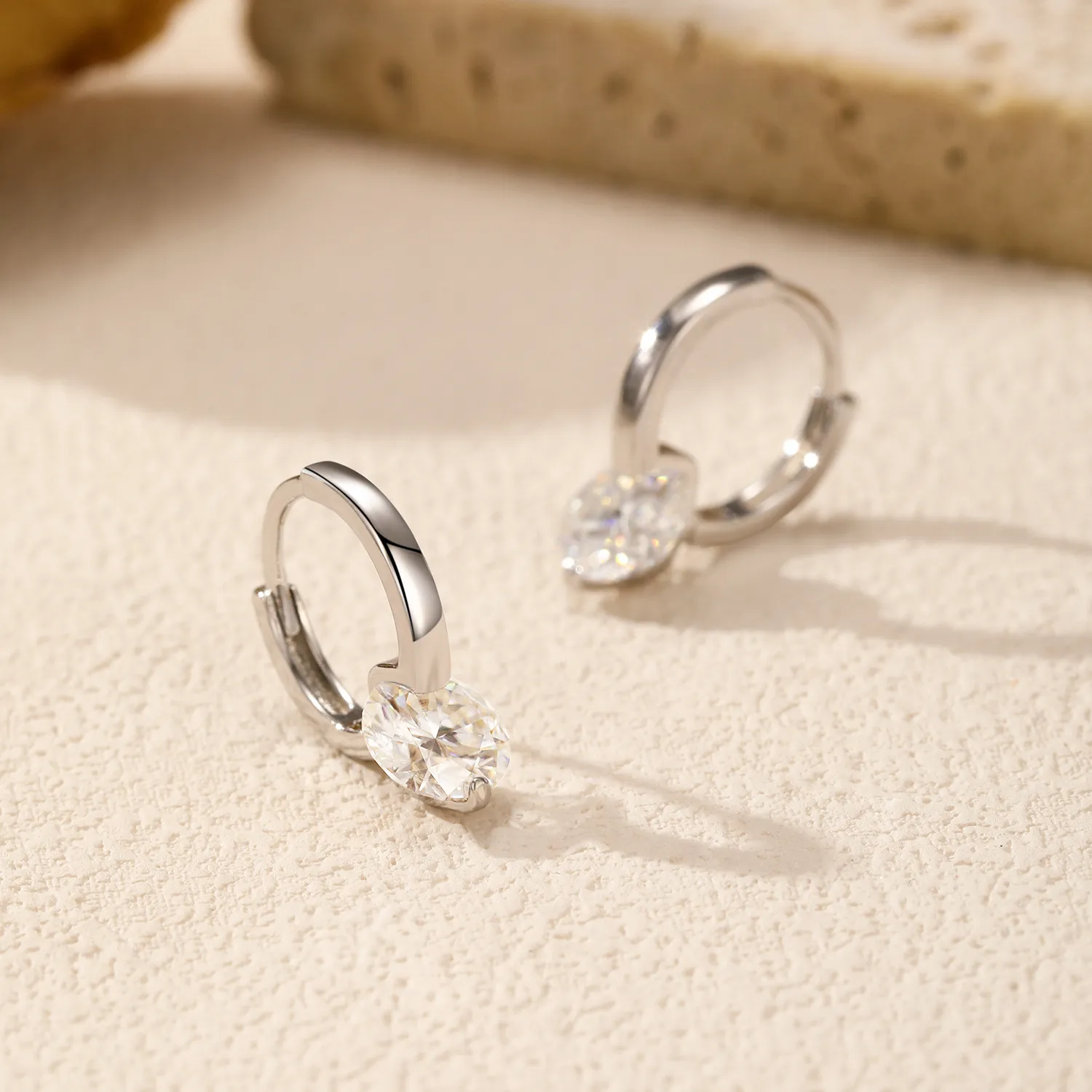925 Sterling Silver Moissanite Hoop Earring 110100007 - image2