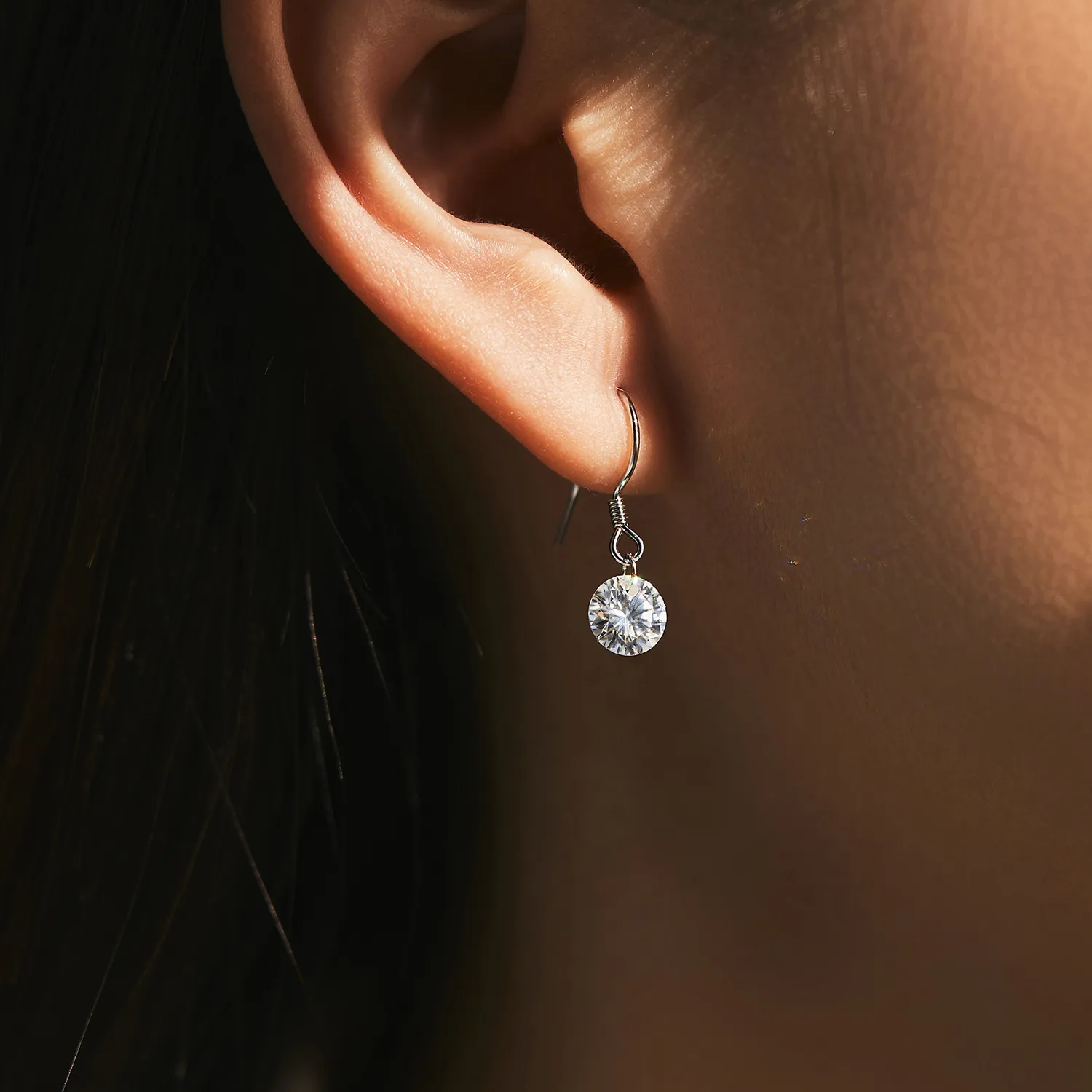 925 Sterling Silver Moissanite Dangle Earring 110100009 - image1
