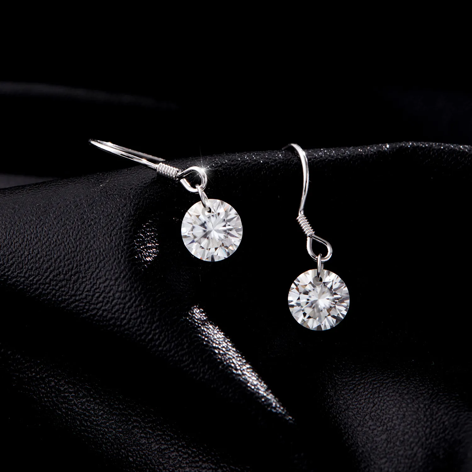 925 Sterling Silver Moissanite Dangle Earring 110100009 - image2