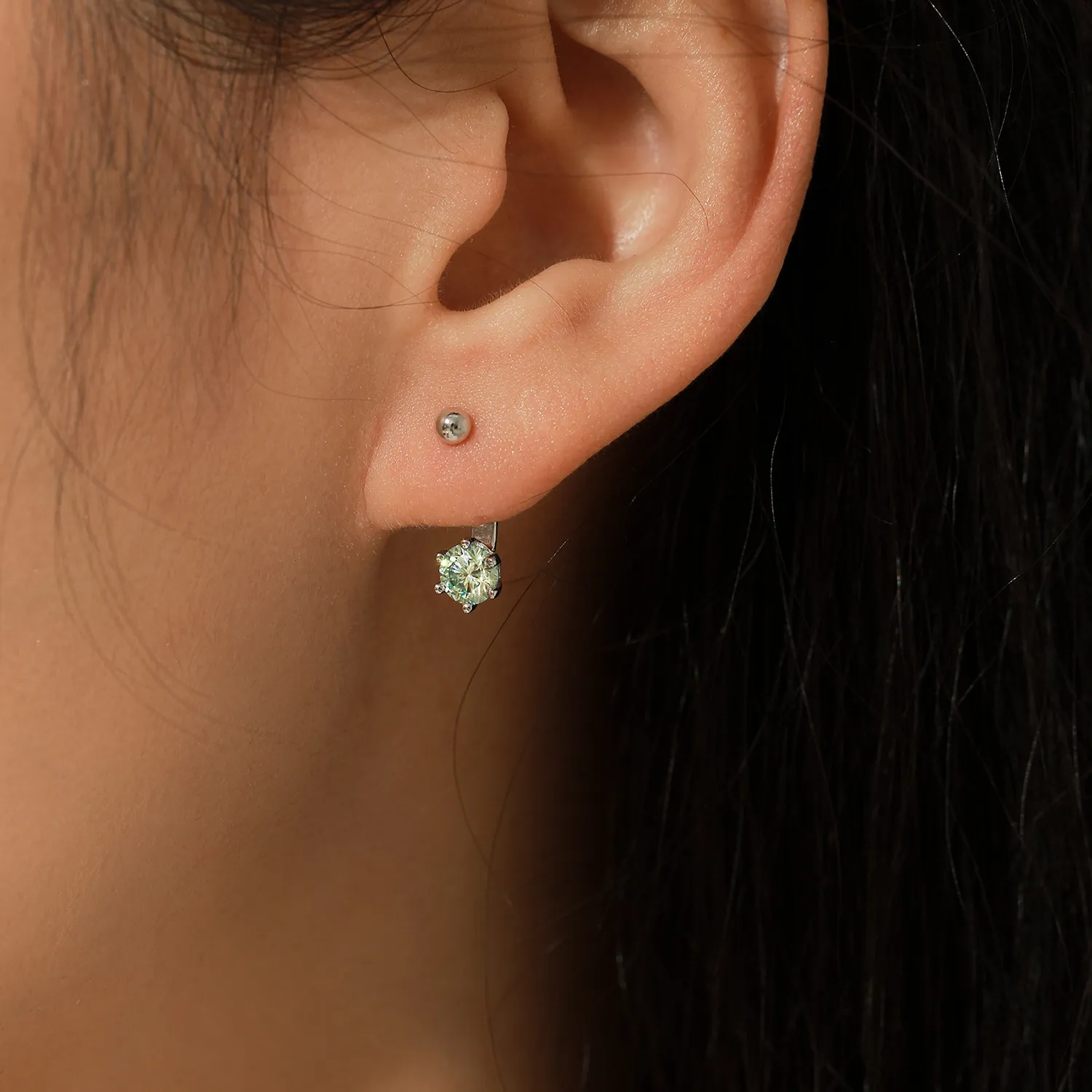 S925 Moissanite Ear Jacket Stud Earring 110100016 - image1