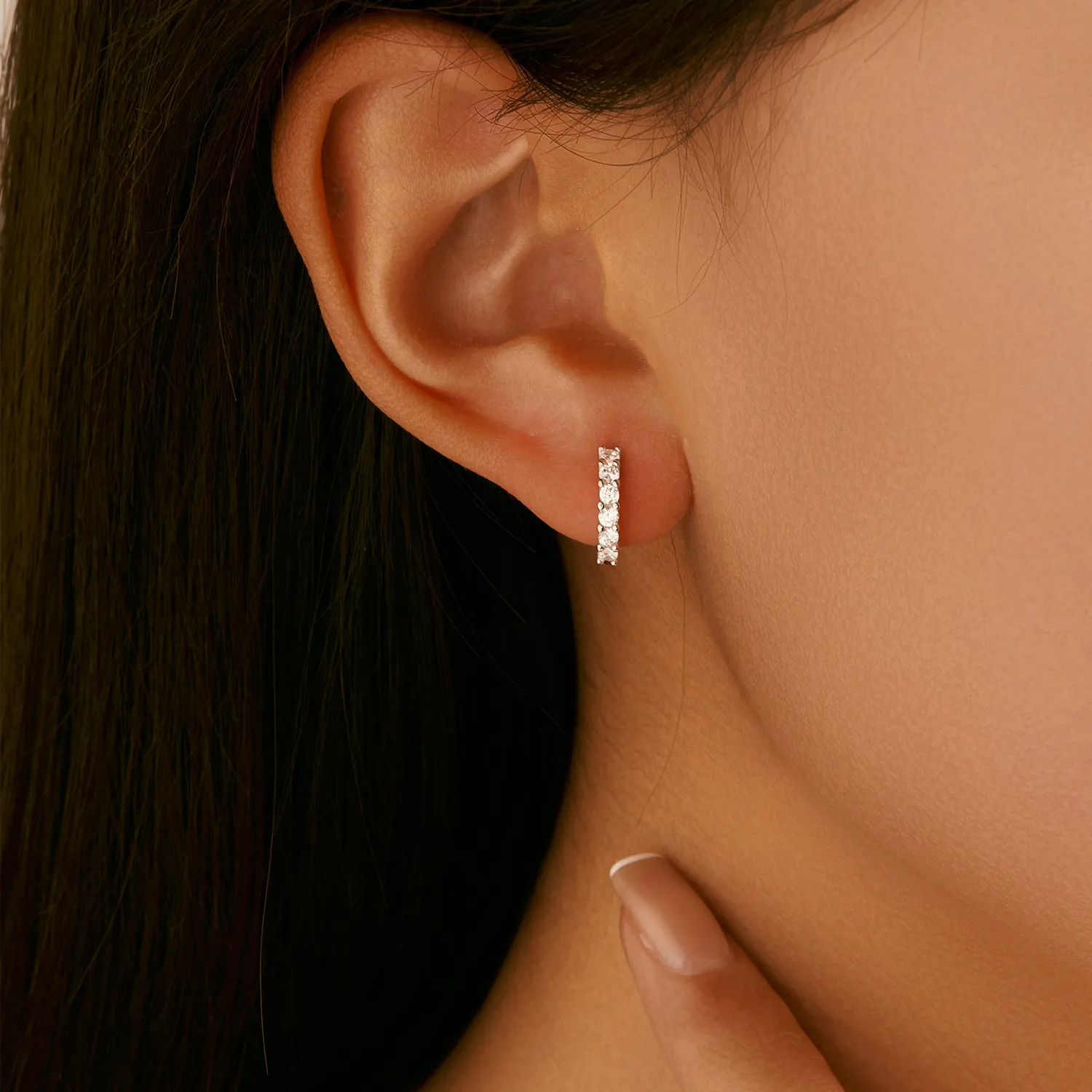 925 Sterling Silver Moissanite Hoop Earring 110100019 - image1