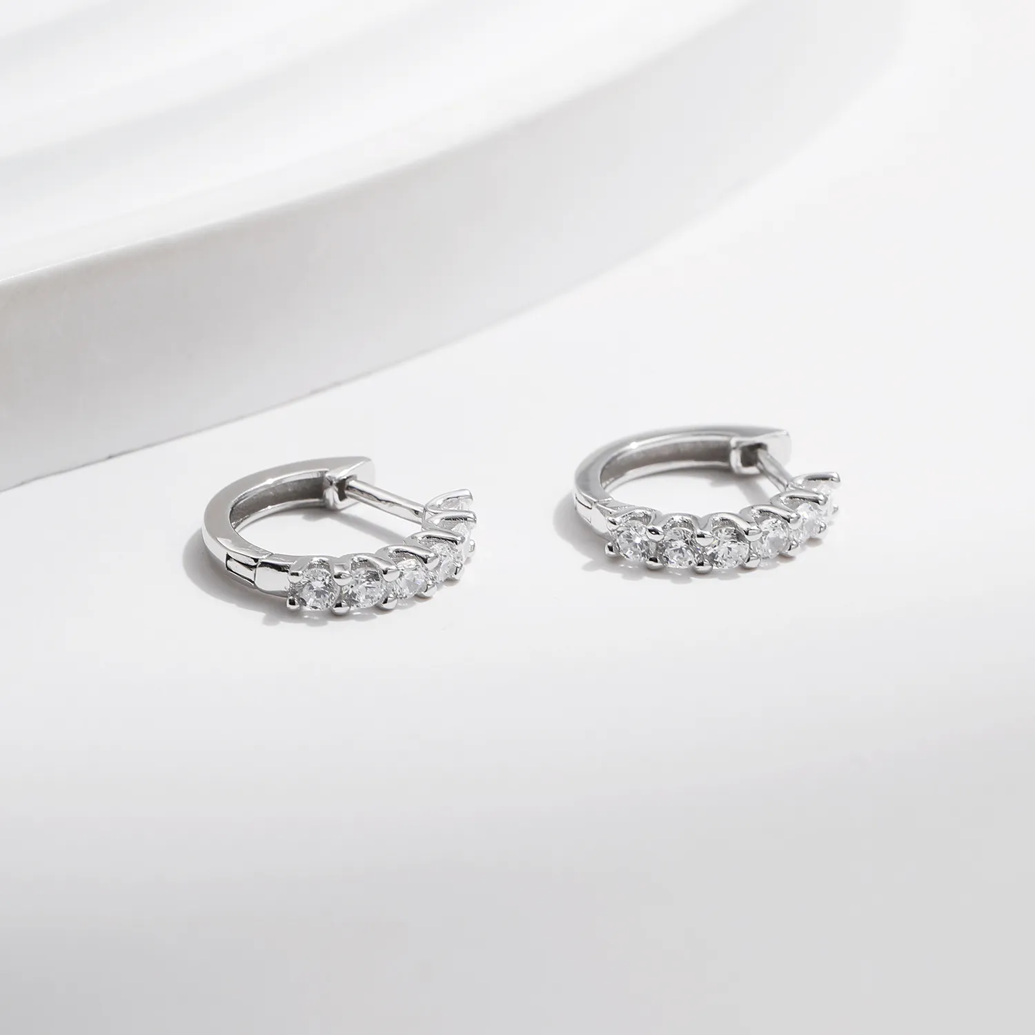 925 Sterling Silver Moissanite Hoop Earring 110100019 - image2