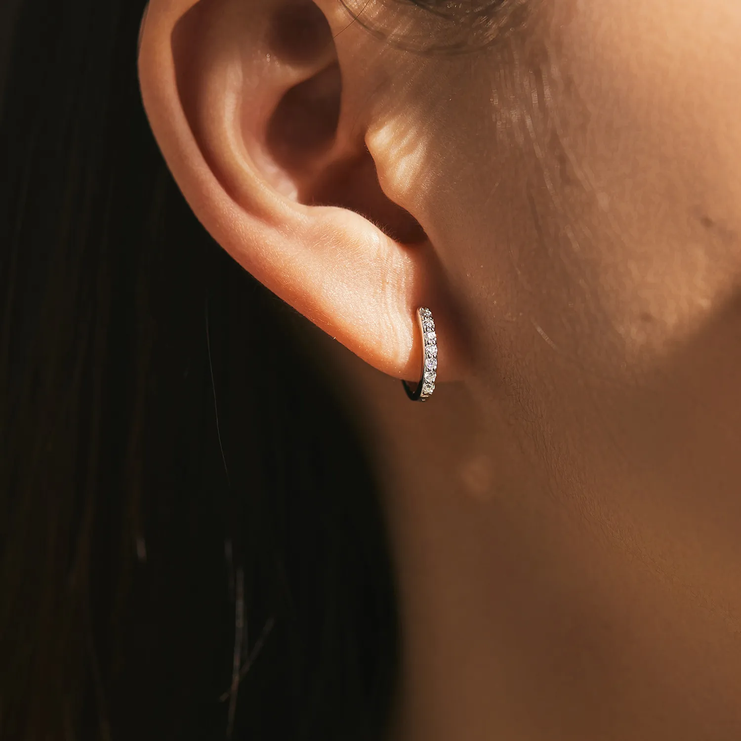 925 Sterling Silver Moissanite Hoop Earring 110100020 - image1