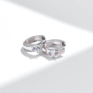 925 Sterling Silver Moissanite Hoop Earring 110100021