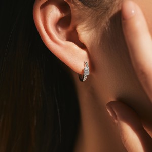 S925 Two Rows Moissanite Hoop Earring 110100022